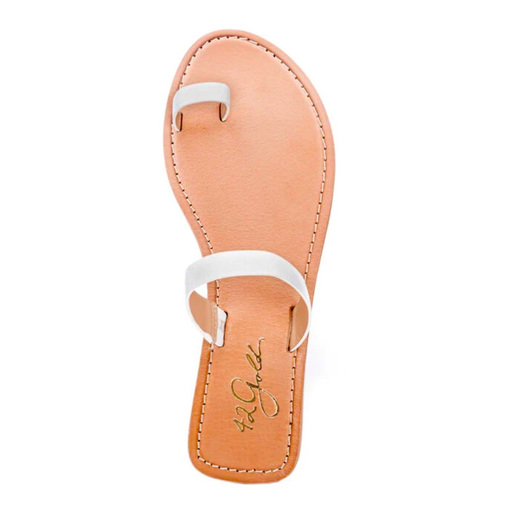 42 Gold Zola White Leather Sandal Size 6.5